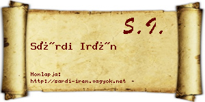 Sárdi Irén névjegykártya