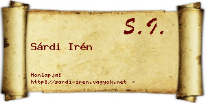 Sárdi Irén névjegykártya